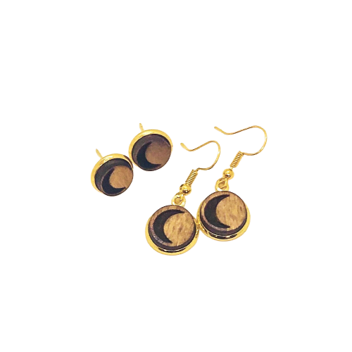 wood earrings | MOON CRESCENT