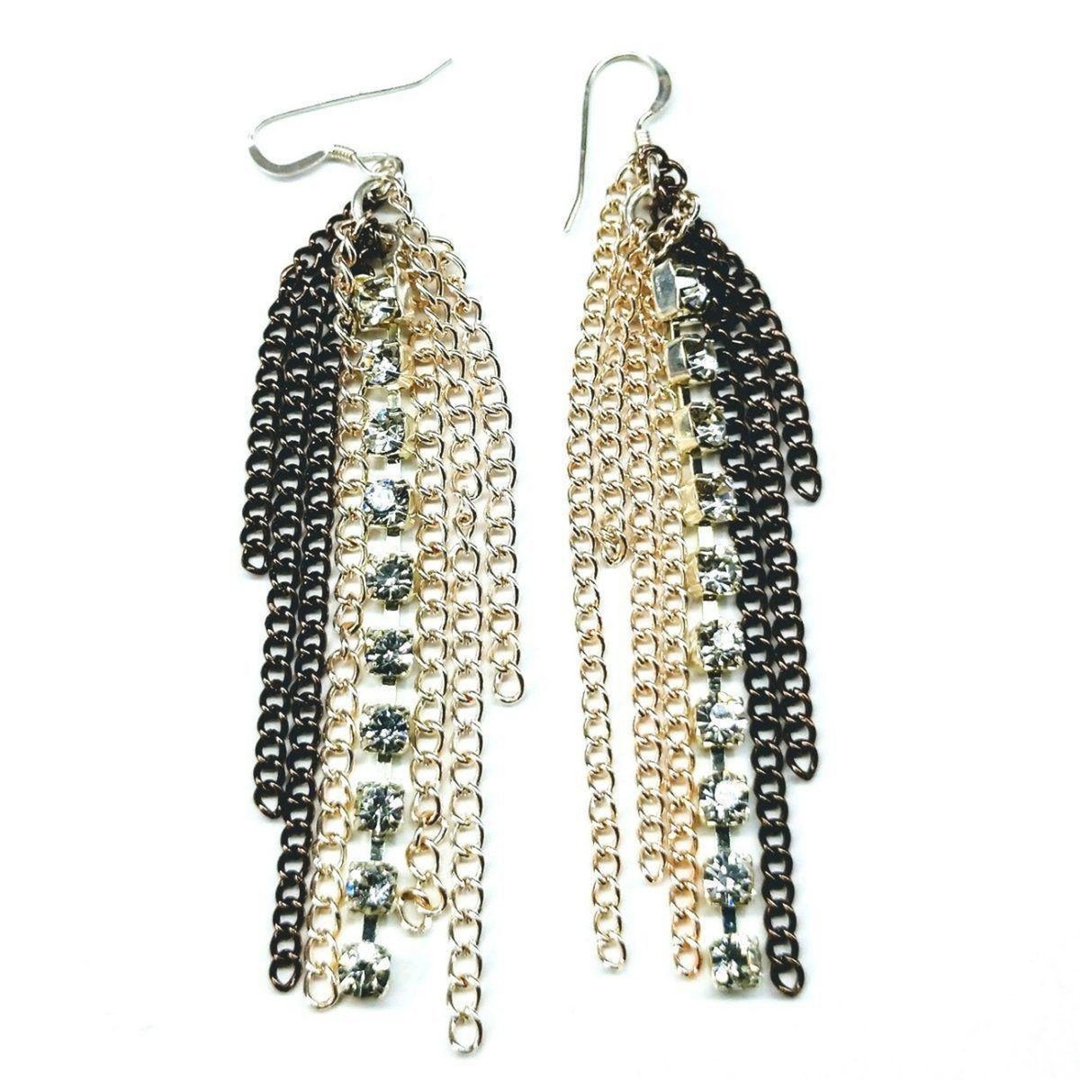 Rhinestone Crystal Chain Fringe Earrings