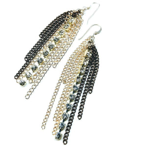 Rhinestone Crystal Chain Fringe Earrings