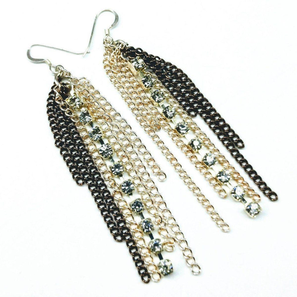 Rhinestone Crystal Chain Fringe Earrings