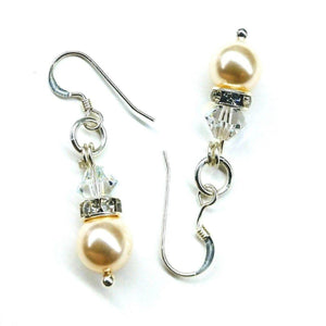 Silver Short Swarovski Crystal Pearl Stack  Earrings